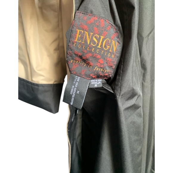 Ensign Women's Reversible Trench Coat Size Medium Vintage Black Tan Long Jacket - Picture 5 of 8